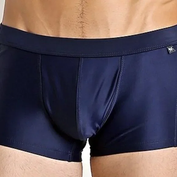 Tulio Men's Men's Square Cut Swim Trunk, w C-Ring Pouch, Navy, Nylon, XL (34-38) - Picture 2 of 14